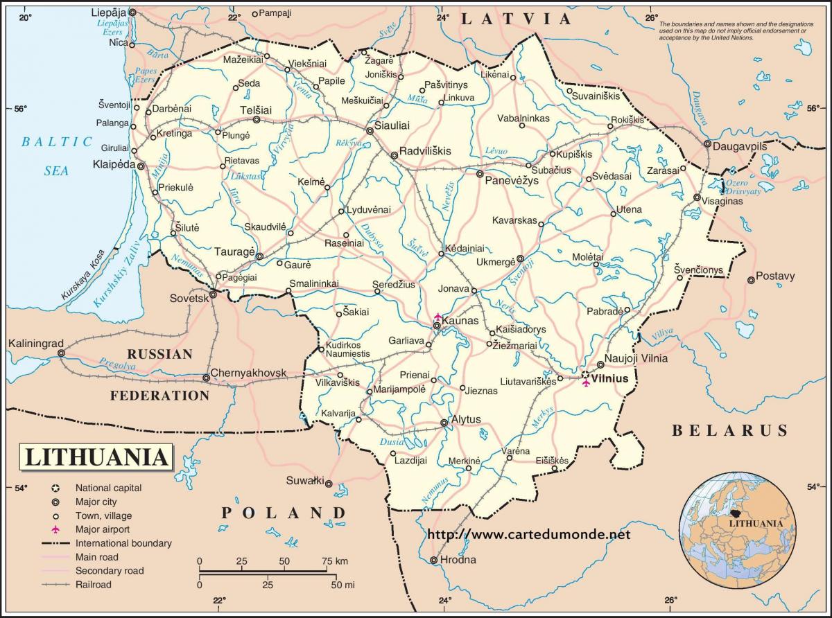Térkép Litvánia ország