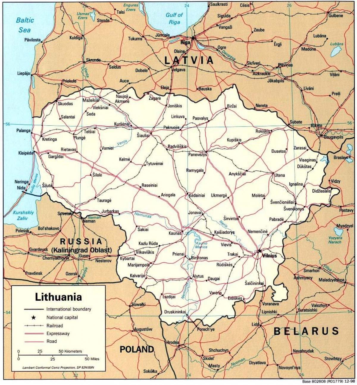 térkép mutatja Litvánia