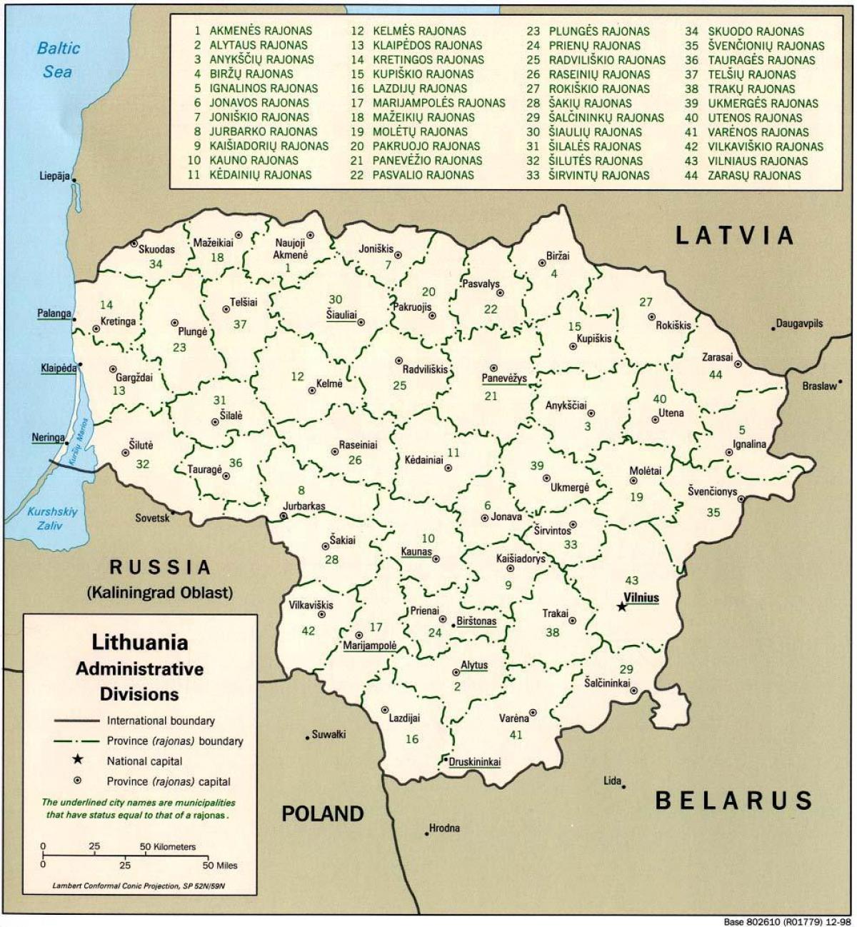 Térkép térkép Litvánia a városok