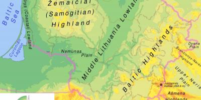 Térkép Litvánia fizikai