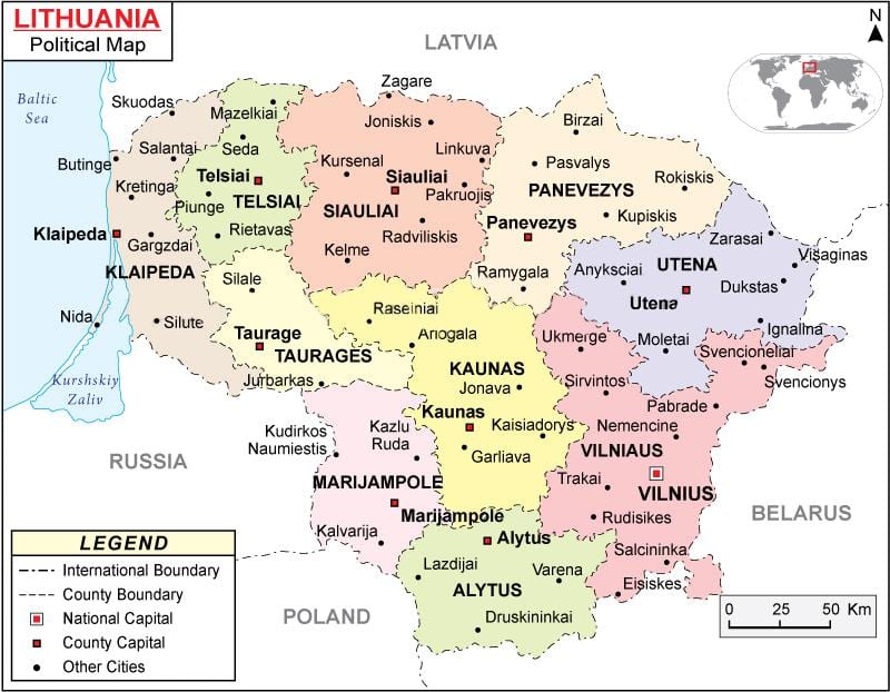 Térkép a Litván politikai