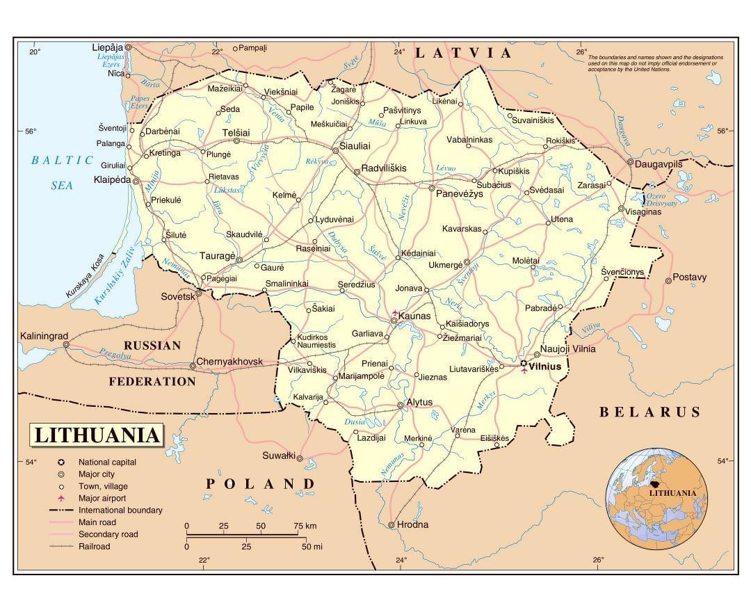 Térkép Litvánia repülőterek