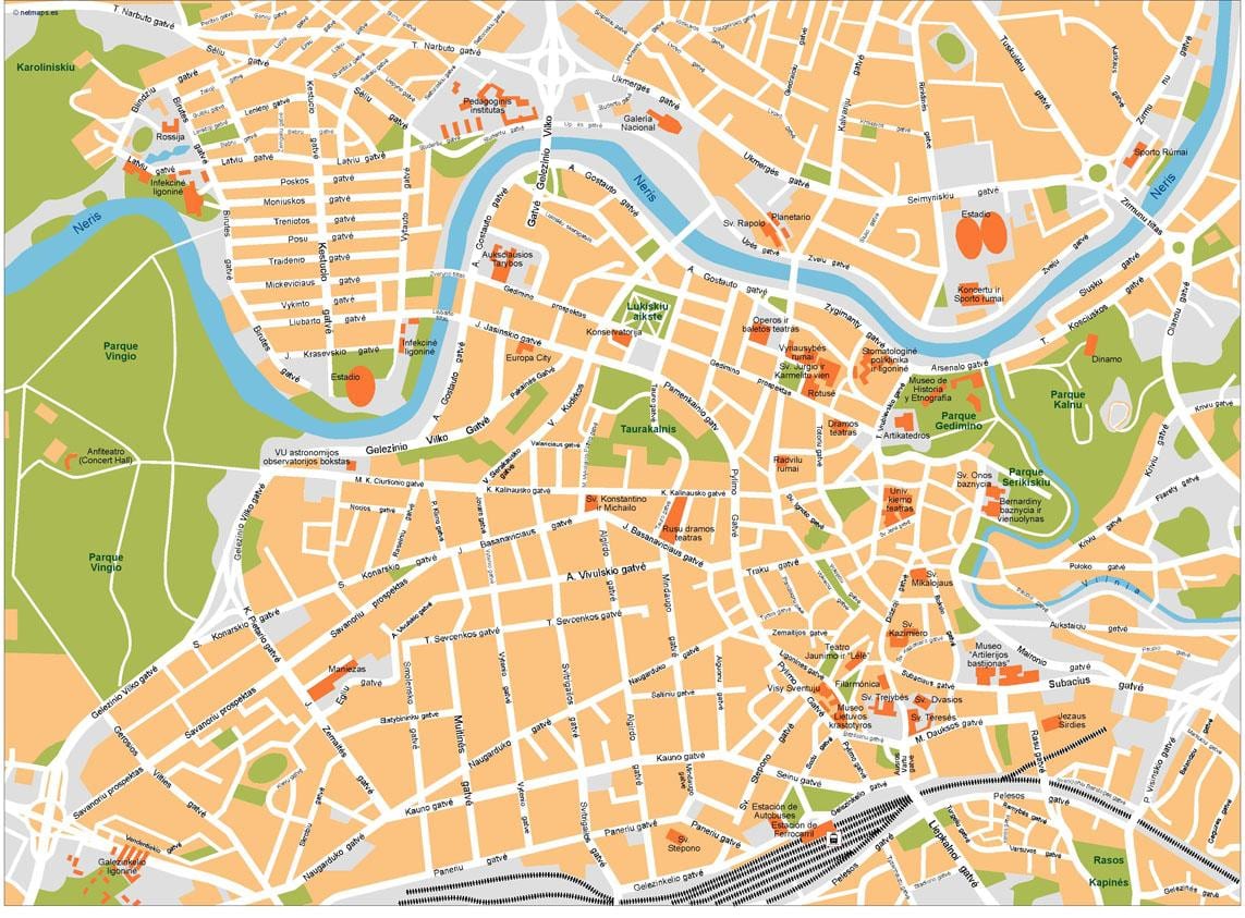 Térkép, vilnius, Litvánia 